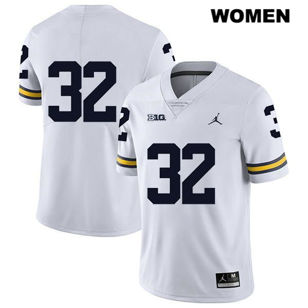 Women's NCAA Michigan Wolverines Nolan Knight #32 No Name White Jordan Brand Authentic Stitched Legend Football College Jersey LY25Y41GX